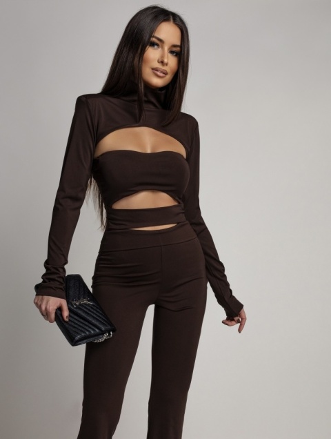 DOPASOWANY KOMBINEZON MAXI CZEKOLADOWY